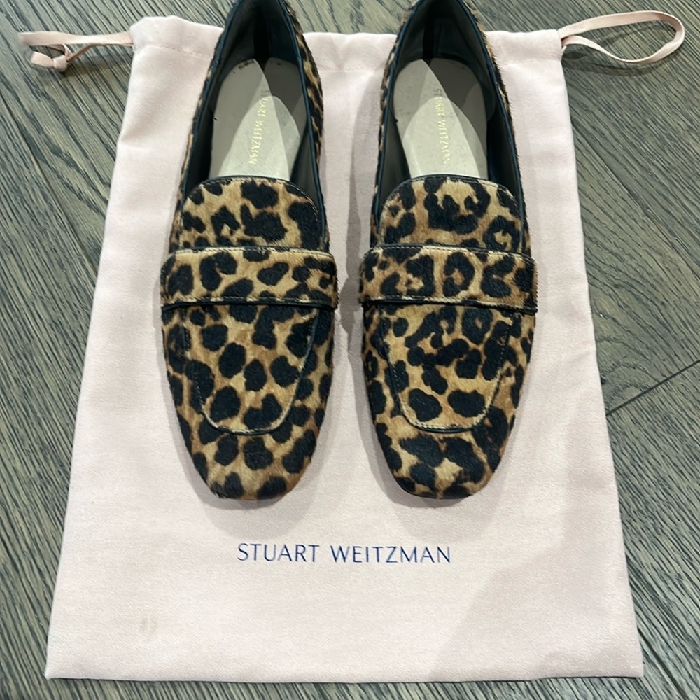 Lightly worn calf hair loafers